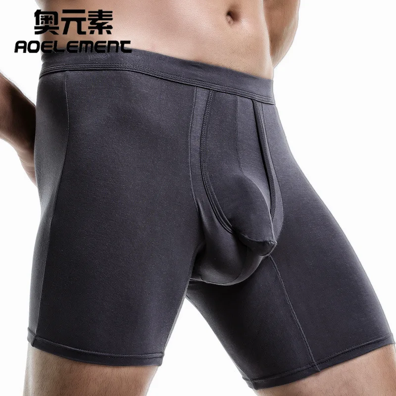 Men\'s Boxers Shorts Modal Underwear Man Panties Solid Breathable Separation Bullet Pouch Middle Long Leg Underpants Cueca L-6XL