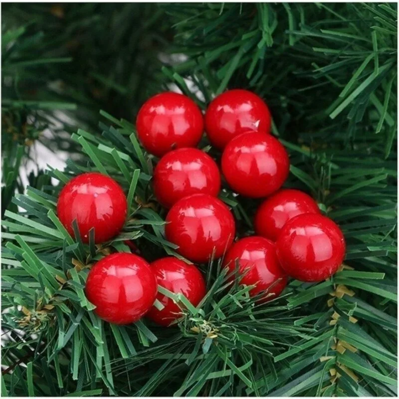 Wholesale Artificial Christmas Berries Red Gold Holly Leaf Vine Wreath Rattan Mini Fake Berry DIY Xmas Tree Ornaments Home Decor