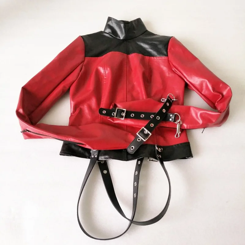 Soft PU Leather Adjustable Binder BDSM Bondage Harness Straitjacket Slave Lockable Coat Cosplay Adult Games Sex Toy for Women