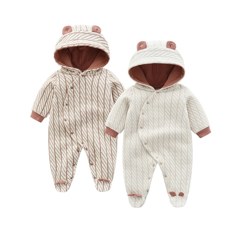 Unisex Winter Newborn Baby Rompers Thicken Warm Boys Hooded Jumpsuit Christmas Onesie for Girls Clothes