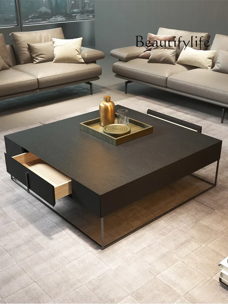 

X Italian Minimalist Coffee Table Simple Modern Light Luxury Nordic Wrought Iron Square Living Room Style Furniture