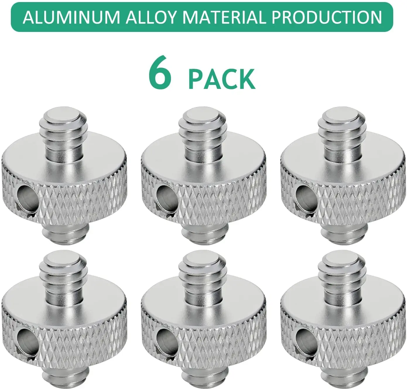 6 Pcs for Camera Tripod Mic Stand Light Stand DSLR Camera Shoulder Mount，1/4 to 1/4 Male to Male Screw Adapter Hole Threaded