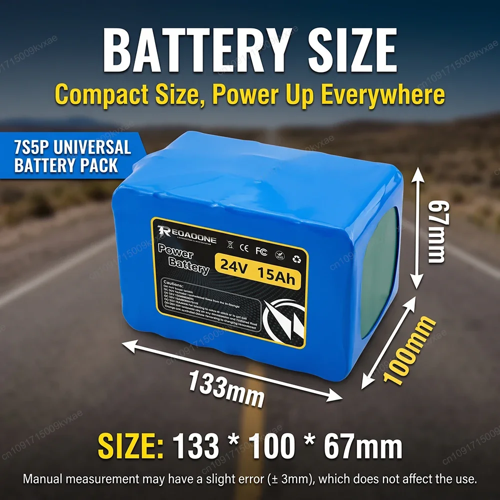 7S5P 18650 Battery Pack 29.4V 15Ah 15000mAh Li-ion Rechargeable Batteries with Smart BMS for Electric Wheelchair Scooter 24V