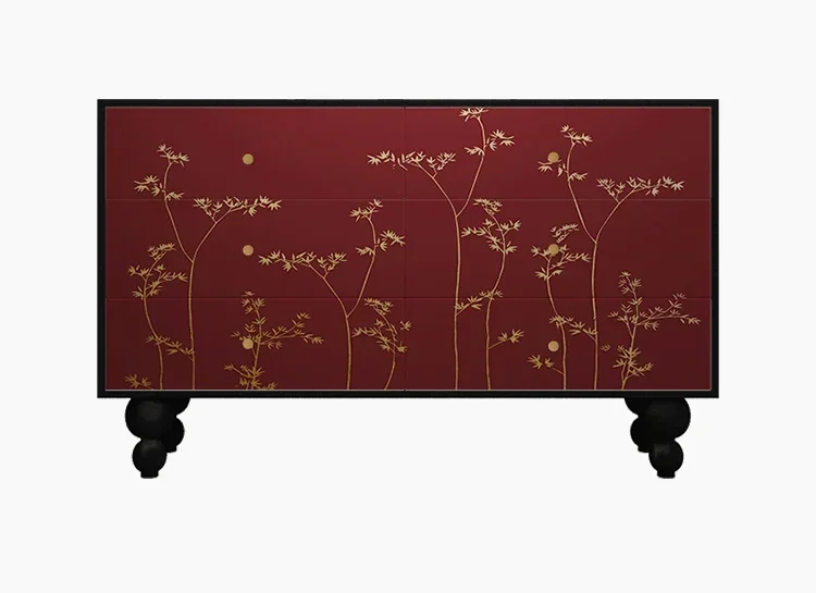 Chinese style solid wood six-chest cabinet, bedroom drawer cabinet integrated against the wall, free installation