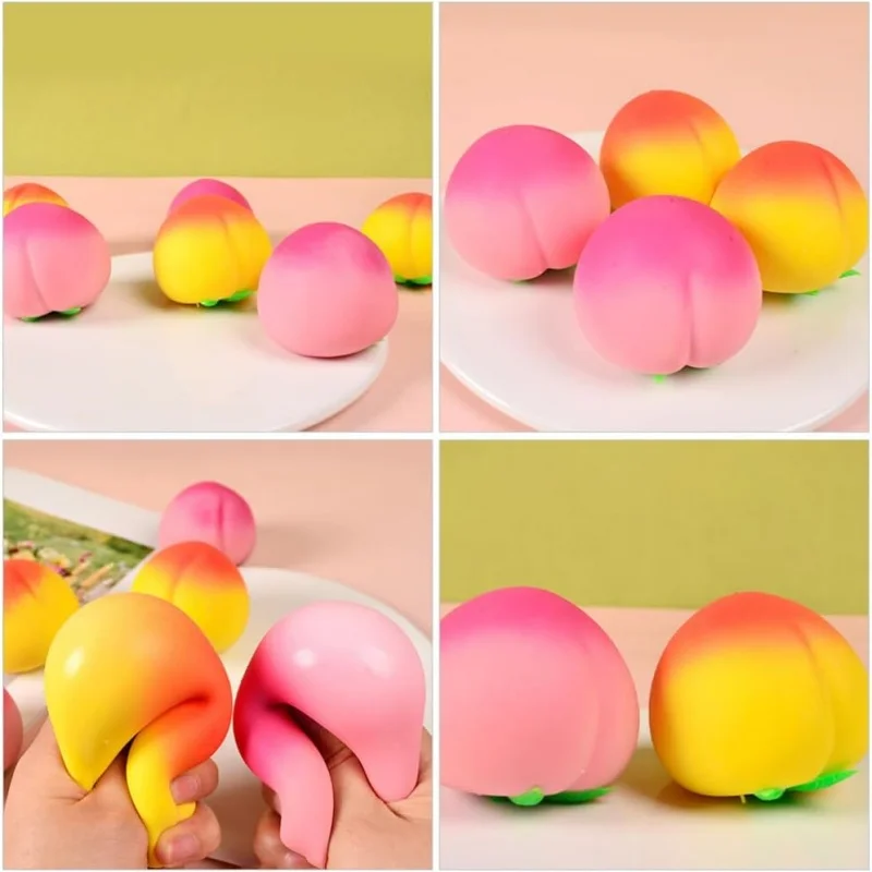 Fruit Peach Squeeze Toy for Boys Girls Kawai Creative Soft Decompression Toy Mini TPR Sensory Squishy Fidget Toys Kids Gifts