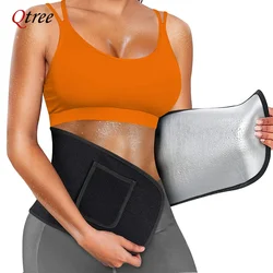 Qtree Waist Cincher Body Shaper Wrap Women Tummy Trainer Belt Sauna Sweat Slimming Workout Girdle with Pocket Fat Burner Corset