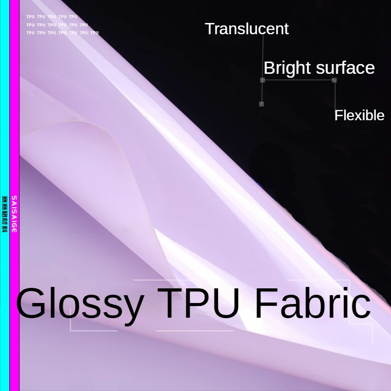 TPU Fabric By The Yard for Curtains Bags Diy Sewing Designer Jelly Frosted Glossy Decorative Cloth Smooth Plain Soft Transparent