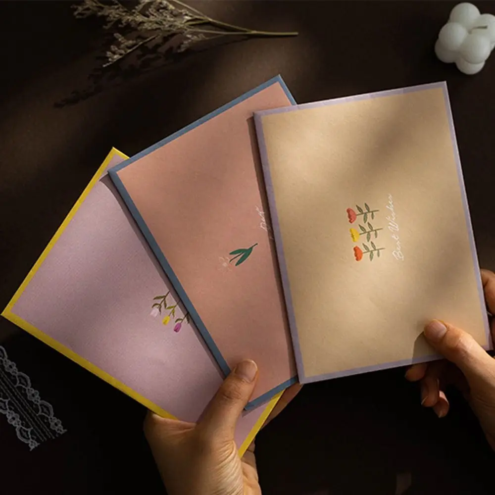 Gift Card Flowers Floral Envelopes DIY Postcard Greeting Letter Pads with Stickers Kawaii Letter Writing Paper Stationery