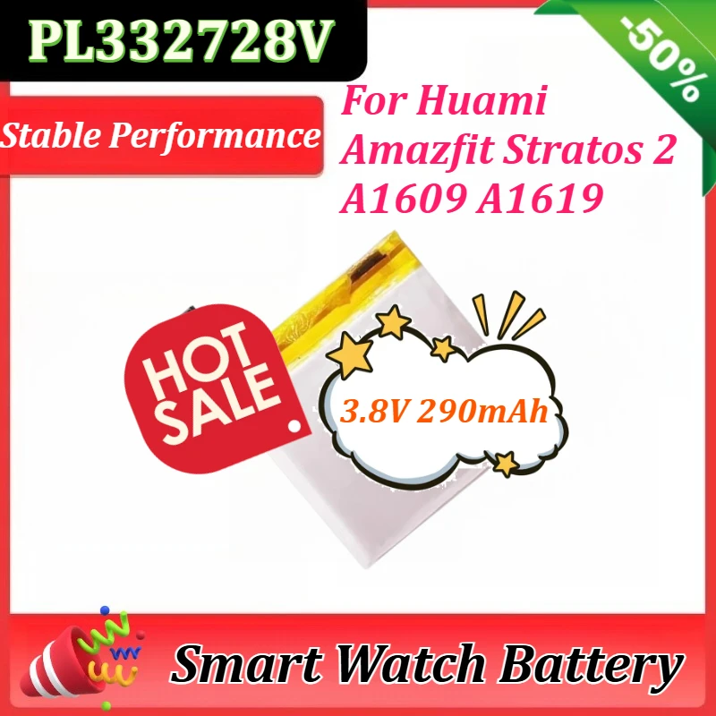 

PL332728V Battery 3.8V 290mAh for Huami Amazfit Stratos 2 A1609 A1619 Smart Watch Battery+Tools for Pace2