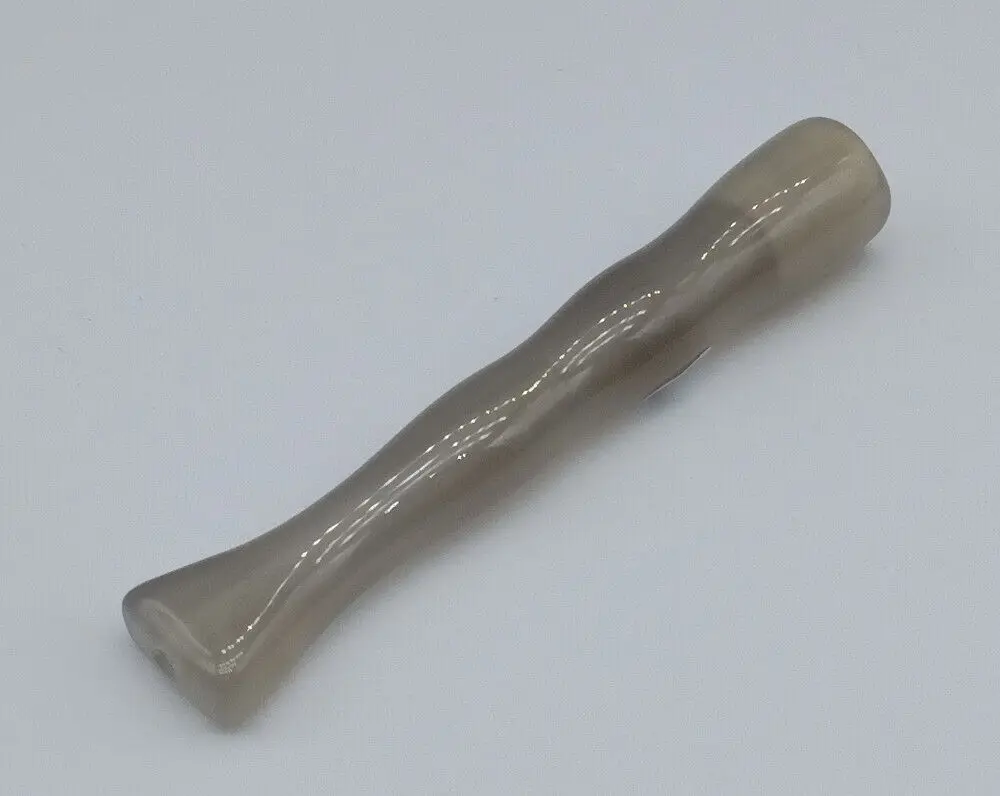 أنبوب فلتر سجائر من العقيق الرمادي الدخاني الطبيعي المنحوت يدويًا مقاس L 81 مم #4