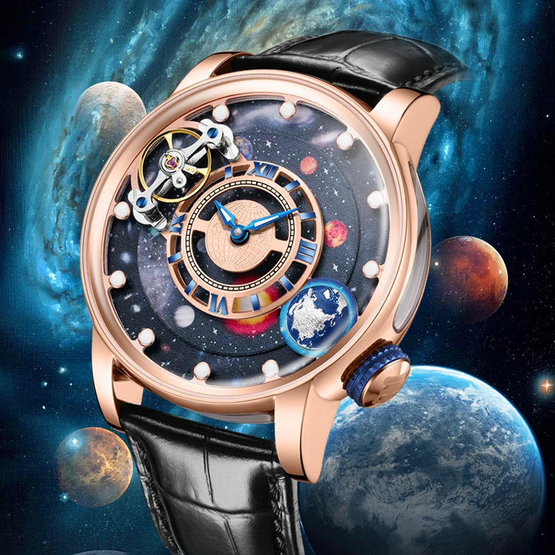 Reloj Hombre HANBORO Mechanical Watch for Men Brand Luxury Starry Sky Mens Waterproof Automatic Wristwatch Luminous Montre Homme