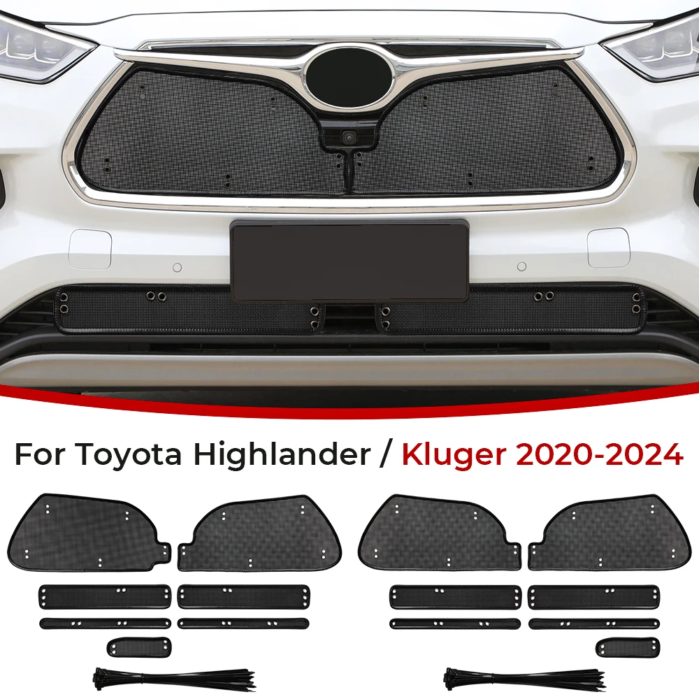 Car Insect Screening Mesh Front Grille Insert Net For Toyota Highlander Kluger 2020-2024 Anti-mosquito Dust Auto Accessories