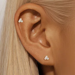 ROXI 925 Sterling Silver White geometric zircon piercing earrings for women Girls Pearl/Flower Party jewelry gifts plata 925