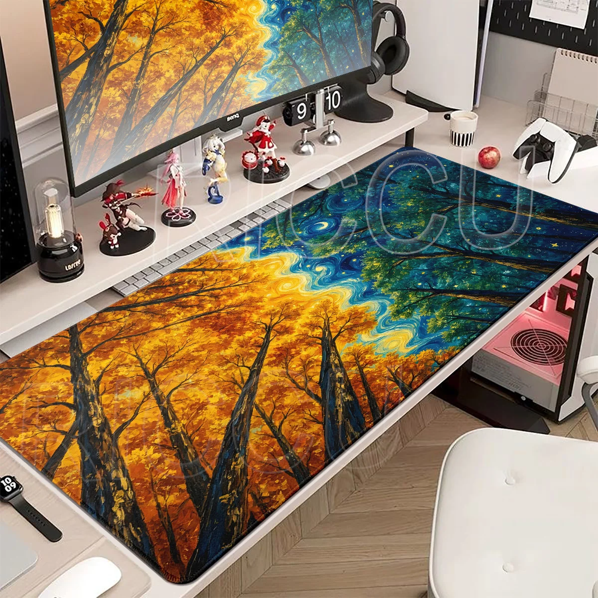 Green Woods Oil Painting Mouse Pad Gaming Laptops Keyboard Mat Pc Deskmat Accessories Desk Protector HD Carpet Xxl Office Decor