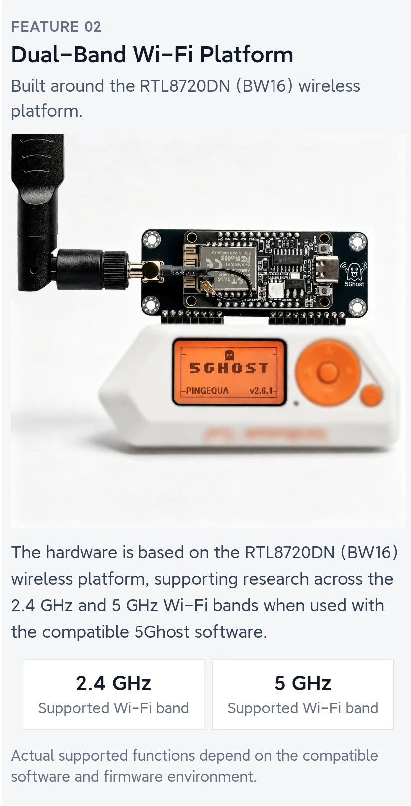 Dual-Band 2,4G&5G WiFi Entwicklungsboard für Flipper Zero, PINGEQUA 5Ghost WiFi Lab, Vorinstallierte Firmware, RTL8720DN (BW16) GPIO-Modul – Detail 3