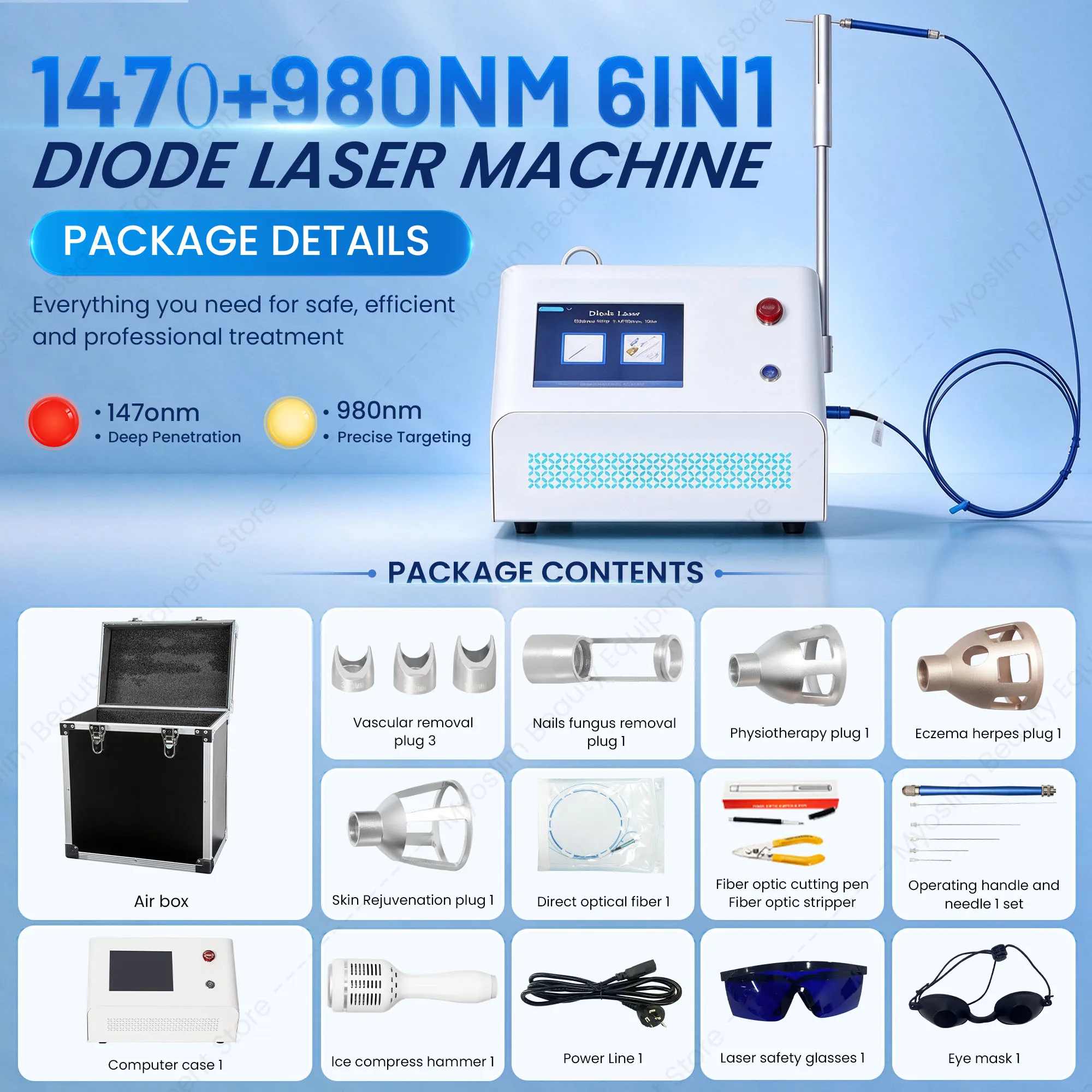 980nm 1470nm Diode Light Beauty Machine Six Working Modules Desktop Body Shaping Skin Radiance Care OEM ODM Spa