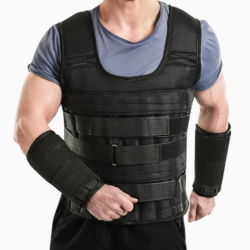 1x Adjustable 30KG Loading Weight Vest For Boxing Weight Training Workout Adjustable Waistcoat Fitness Gym Equipment   Vest only