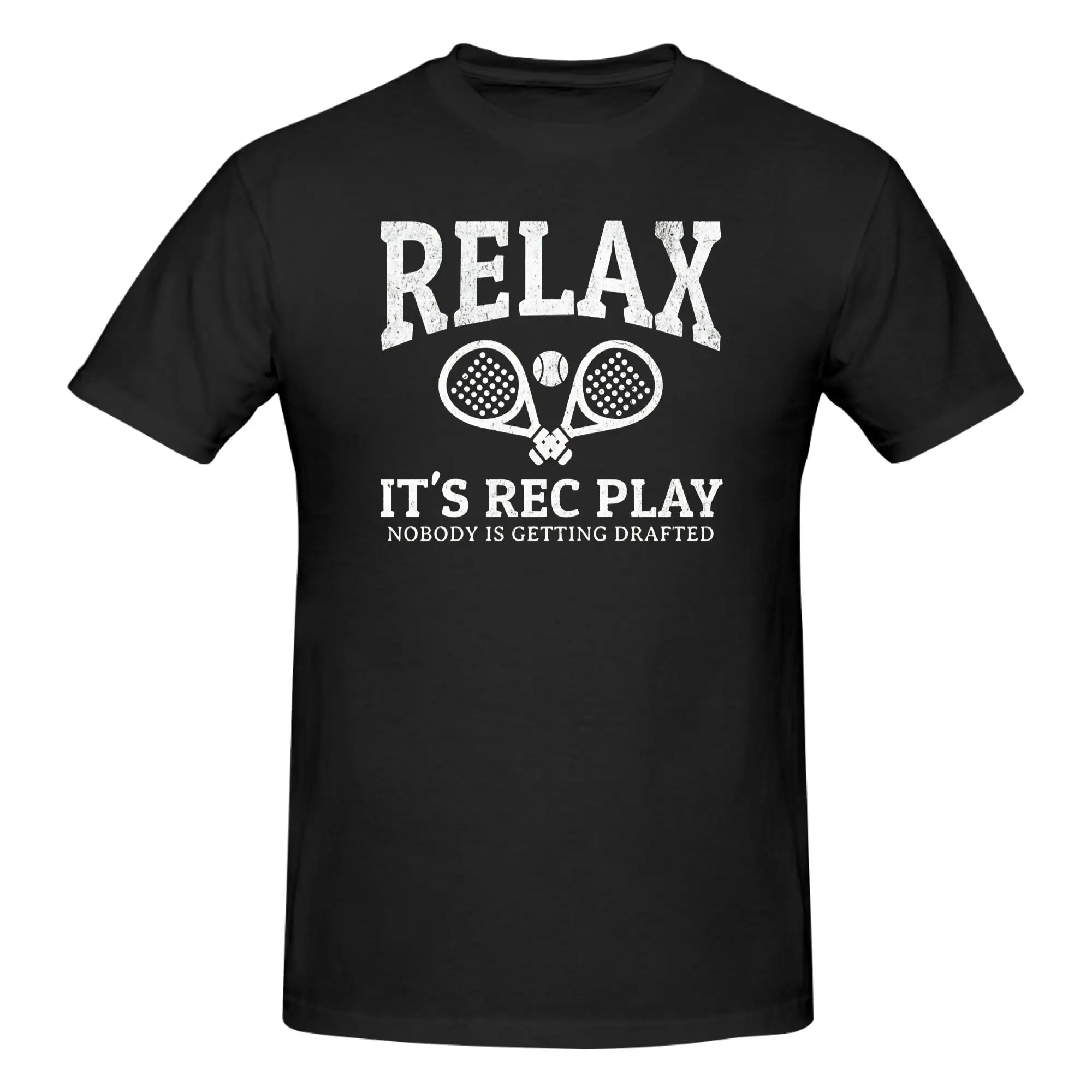 1 Piece Relax It's Rec Play Funny Pickleball Nobody Is Getting Drafted Novelty 100% Cotton T-Shirt Pickleball Tees Tops For Men