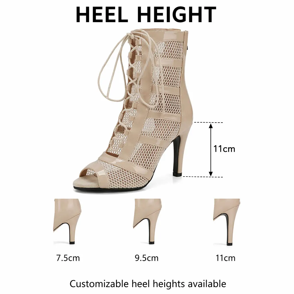 Sexy Jazz Dance Shoes Short High Heels Soft Bottom Women's Boots Rubber Sole Fish Mouth Shape Heels Ankle Boots