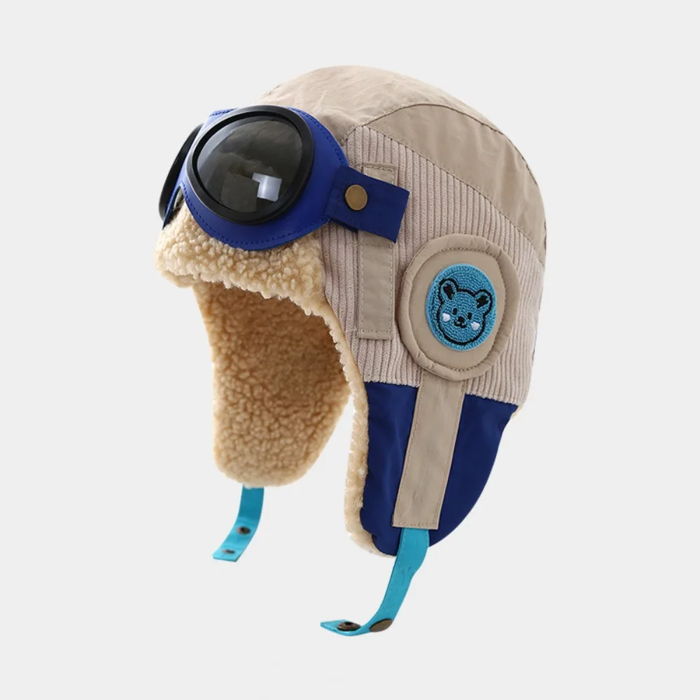 

Осенняя теплая детская шапка-пилот, милая шапка-ушанка с очками, мягкая шапка Lei Feng