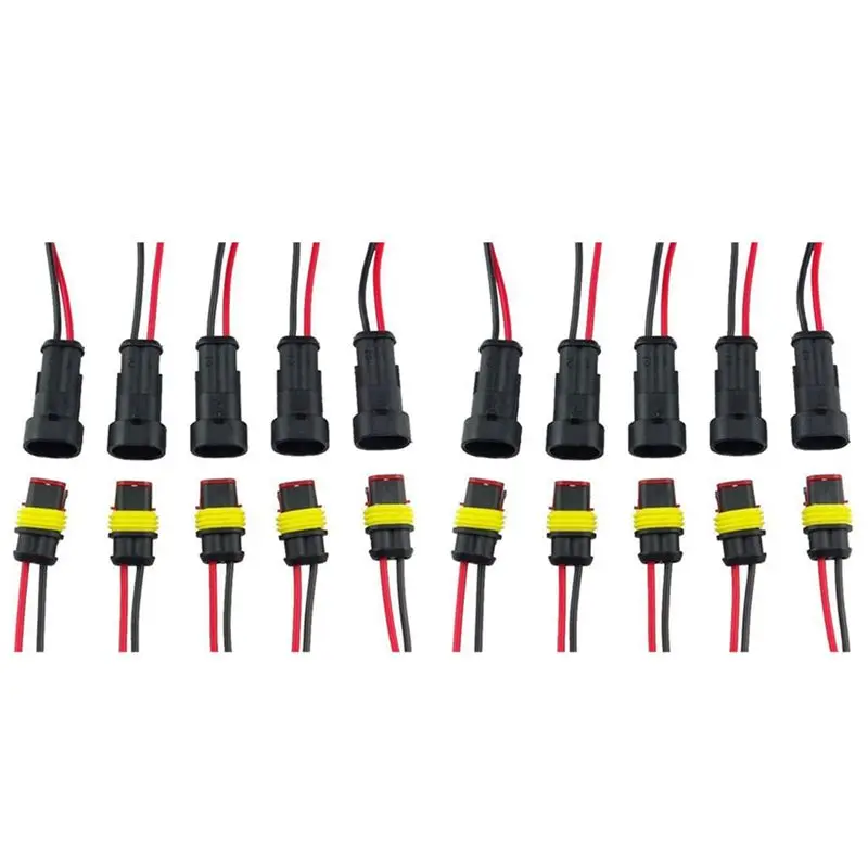 A95E-10 Pair 2 Pin Way Waterproof Electrical Wire Connector Plug Set Car Connectors With Cable For Motorcycle, Scooter Marine