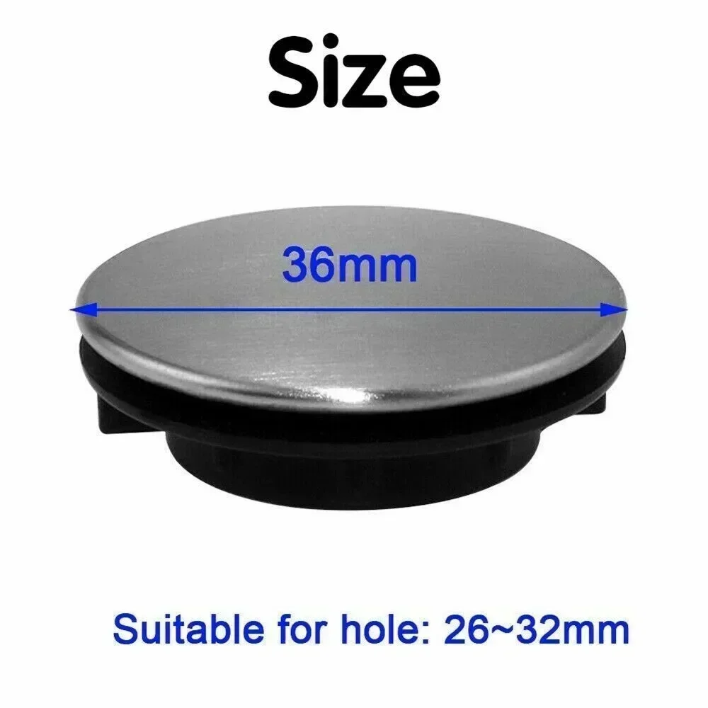 2pc Stainless Steel Sink Tap Hole Cover Stopper For Kitchen And Bathroom Use 36mm Diameter Prevents Water Leakage