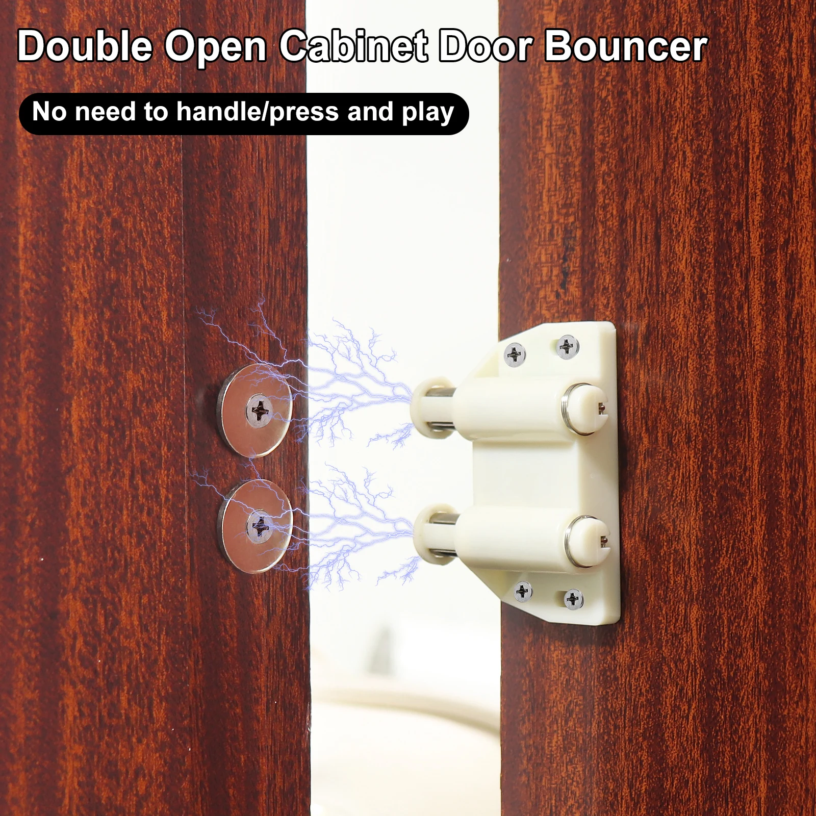 Pressed Double Round Head Magnetic Touch Latch for Cabinet / Closet/ Wardrobe with Screws,Double Magnetic ABS Push Touch Latch