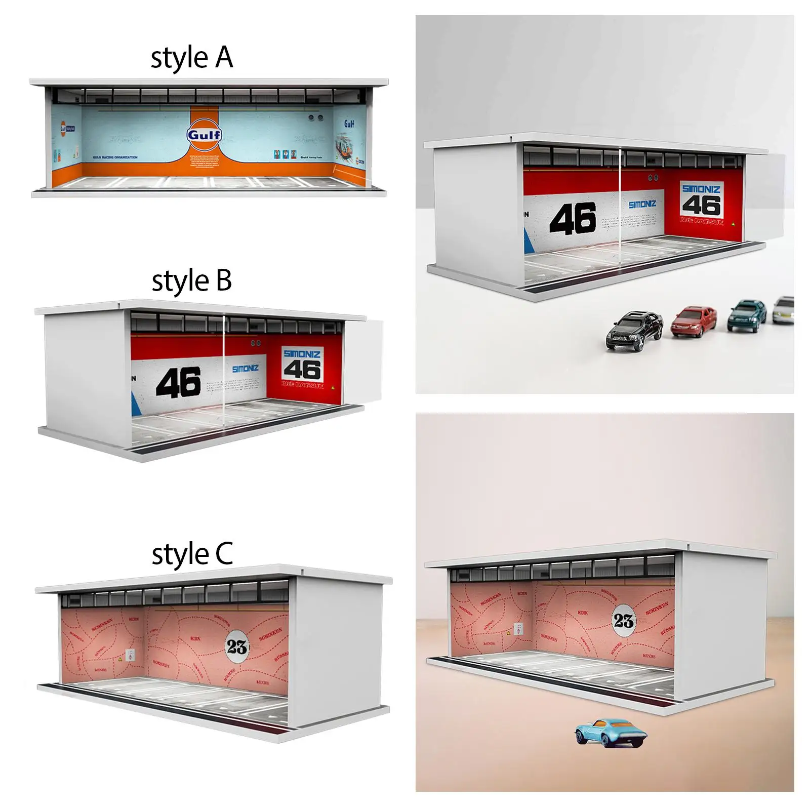 Vetrina per modello di veicolo 1/64 con display per garage per auto con protezione luci a LED
