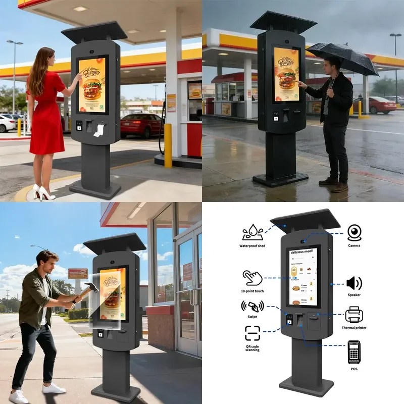 for Sinmar Waterproof Outdoor Payment Kiosk Machine Touchscreen Self Service Ordering Totem for Coffee Shop Restaurant