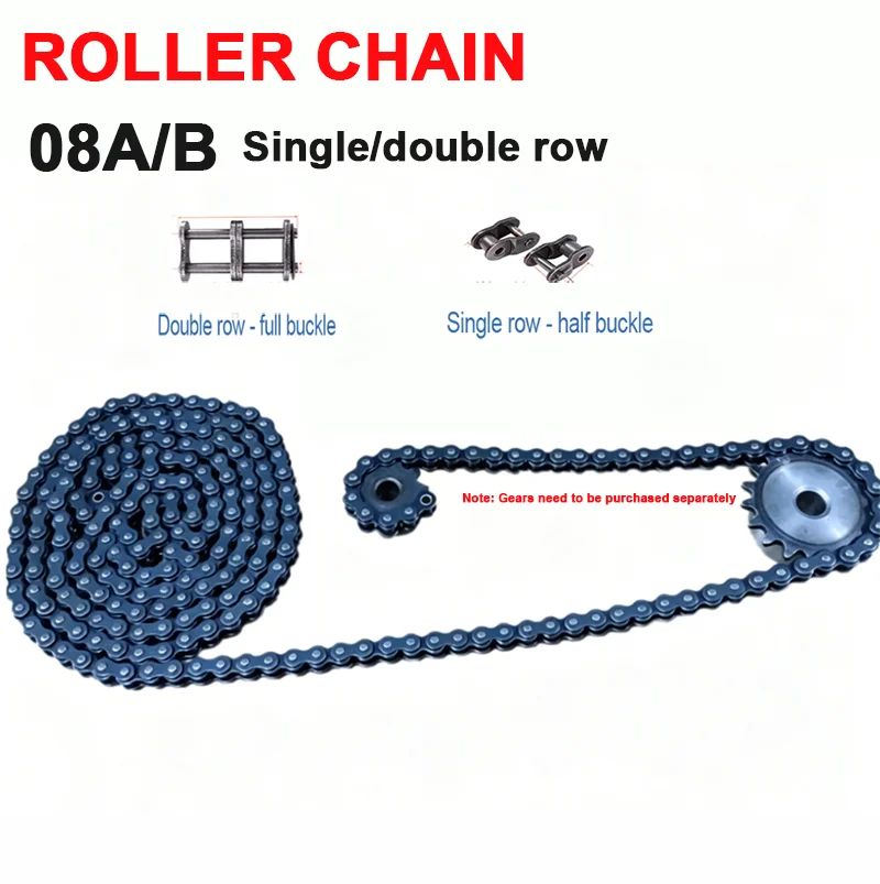08A 08B Roller Chain 1.5 Meter Length 12.7mm Pitch Anti-rust Not Easy To Deform Stable Driving Industrial Mechanical Drive Chain