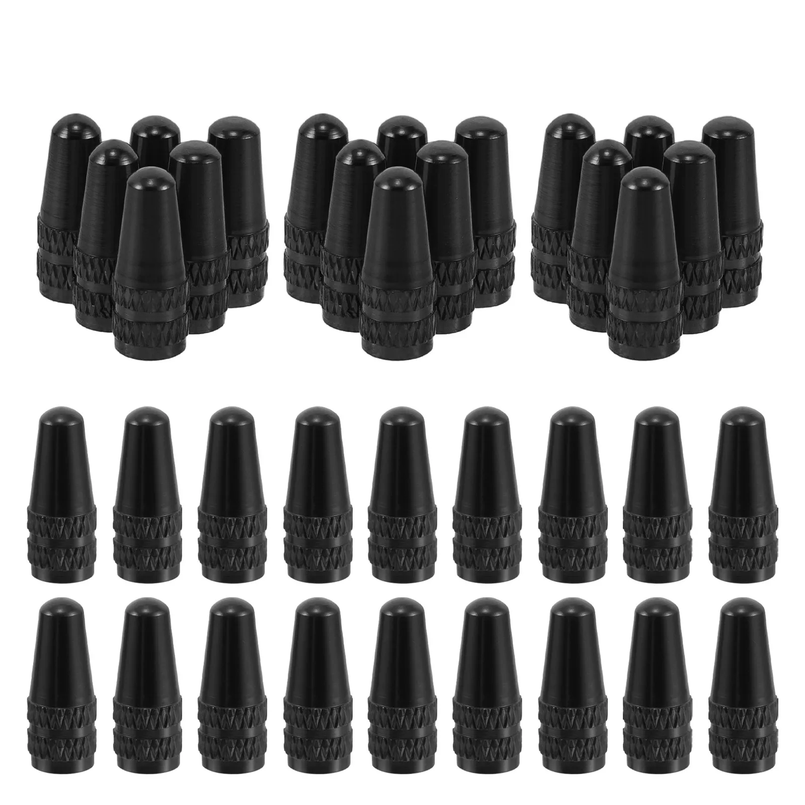 

50Pcs French Valve Caps Metal Bike Tire Valve Stem Covers Aluminum Alloy Dustproof Sealed Replacement Black Fits Road Mountain