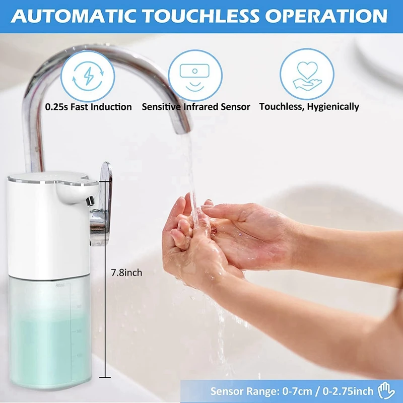 Dispenser automatico di sapone liquido, dispenser di sapone per montaggio a parete da 13,5 Oz/400 ML, ricaricabile tramite USB, sapone per mani e piatti senza contatto