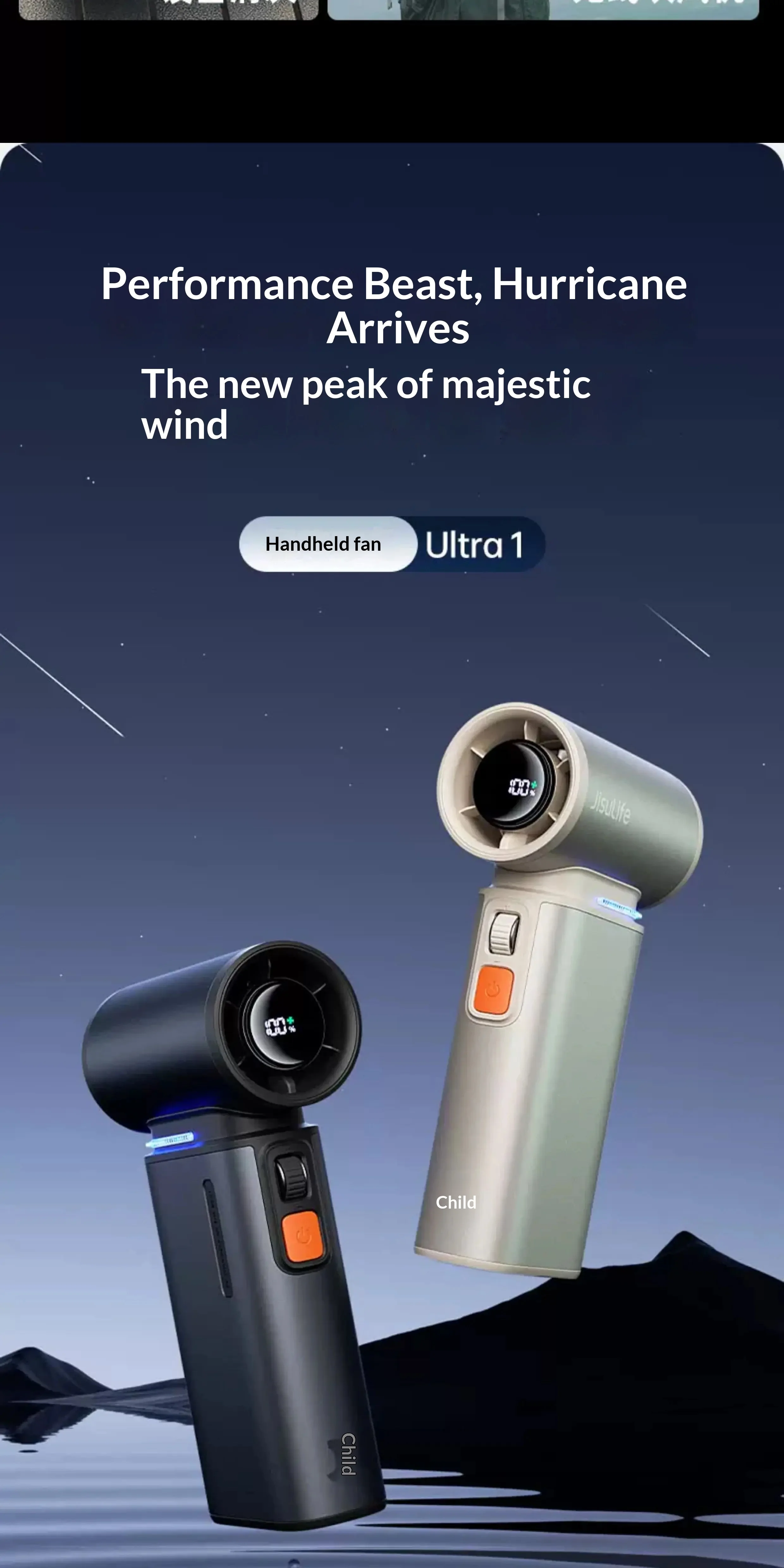 JisuLife Ultra1 Handheld Small Fan Second Generation High Speed Energy Saving Fan Handheld Fan Built In Protection Chip Gifts