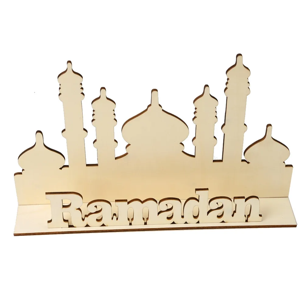 1Pcs Wooden Eid -Fitr Ramadan Ornament Natural Wood Home Festival Decoration DIY Craft Unique High Intensity Piece for Party