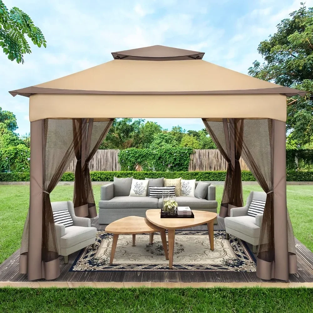 Pop-up pavilion Patio11x11 outdoor pavilion with mosquito net,outdoor canopy with dual roof ventilation,121 square feet sunshade