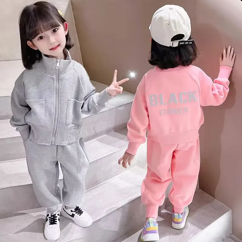 

Spring Autumn Sweet Girls' Jacket and Pants Two Piece Set Pullover Long Sleeve Trousers Fashion Print Kids Children's Clothing