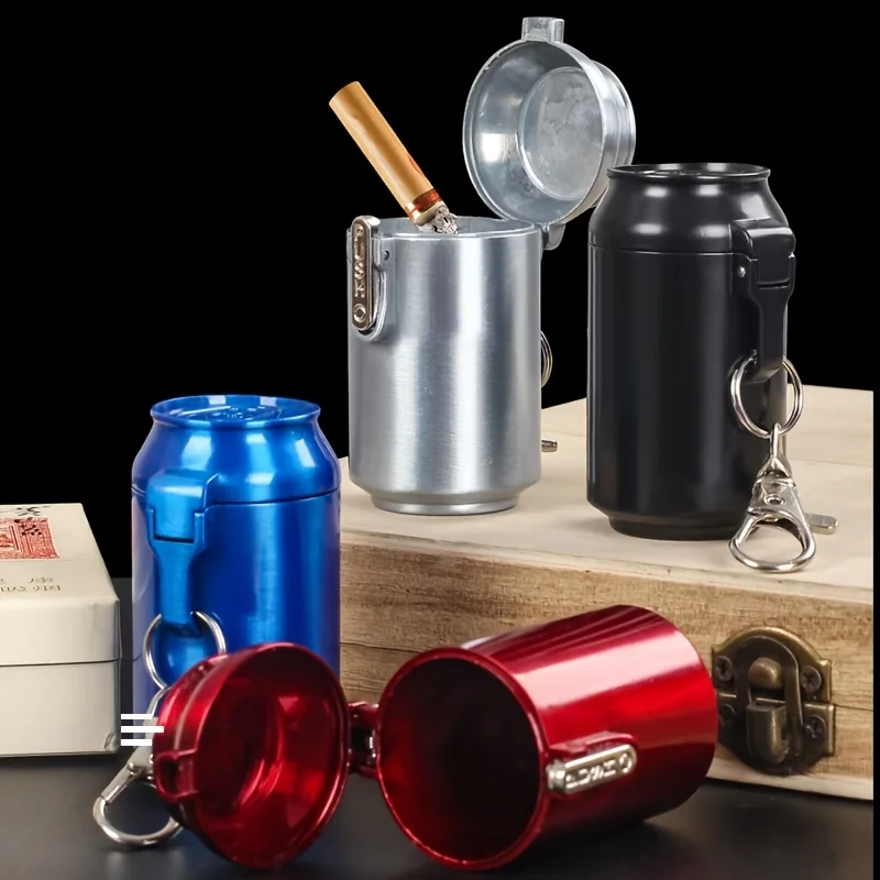 Portable Mini Ash Storage Box, Key Chain Design Automatic Pop‑Up Lid Leak‑Proof Container for Car Outdoor Use