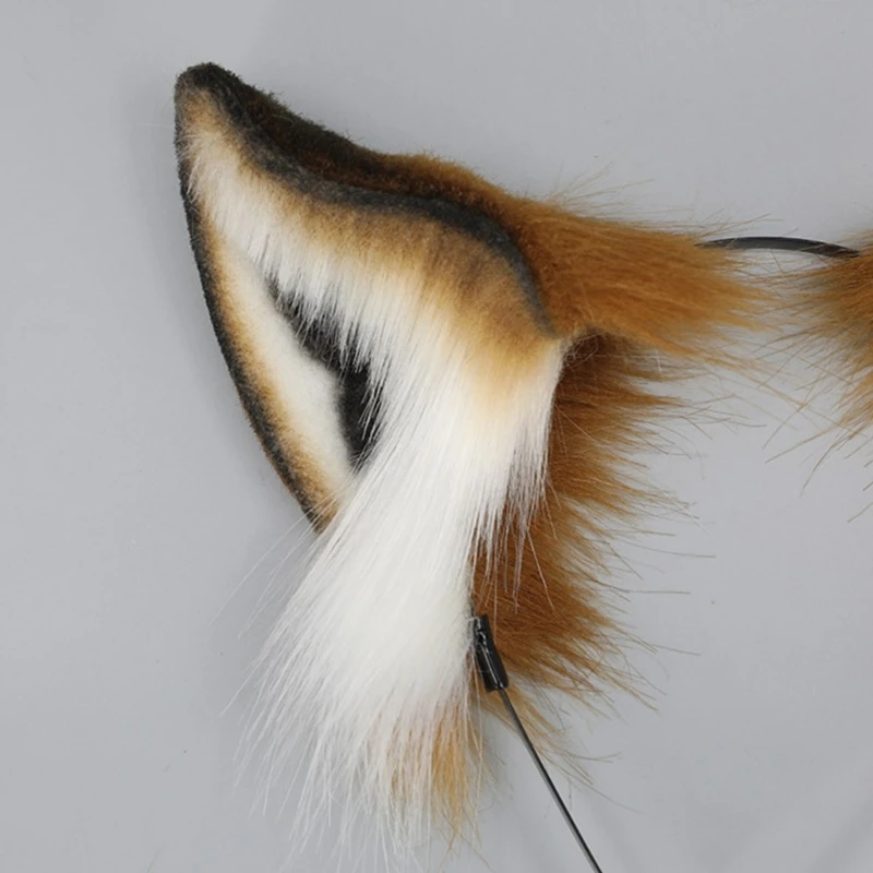 1PC Furry Foxes Ears Cats Girls Cosplays Hair Accessories Cute Plush Animal Ear Headwear Long Fur Animal Role Playing for Party