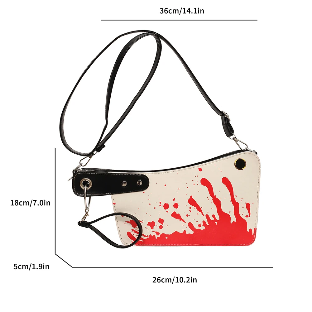 Gotyckie małe torebki torebki damskie unikalna konstrukcja PU skórzana torba na ramię typu crossbody Horror w kształcie noża Halloween kopertówki