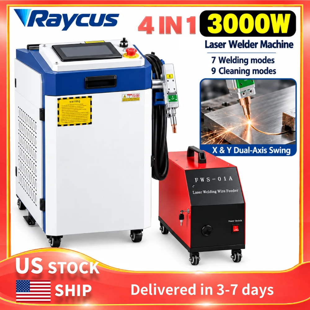 Raycus Laser Welder 4 IN 1 3000W/2000W/1500W Handheld Fiber Laser Welding Cleaning Cutting Machine Double Pendulum Model for All Metal