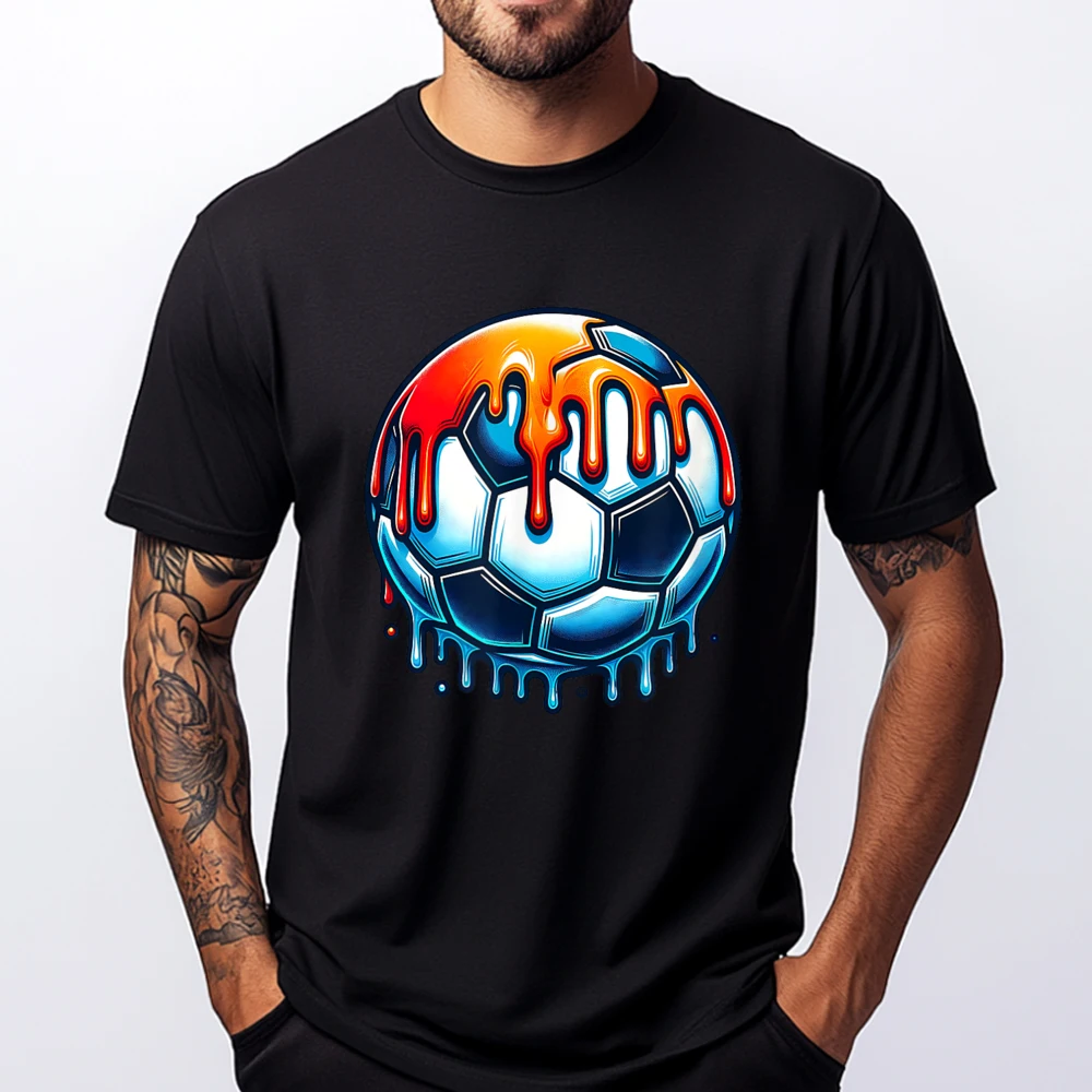 

Soccer Ball Dripping Melting Cool Streetwear Style Pink Graphic Tees T Shirt Camisa