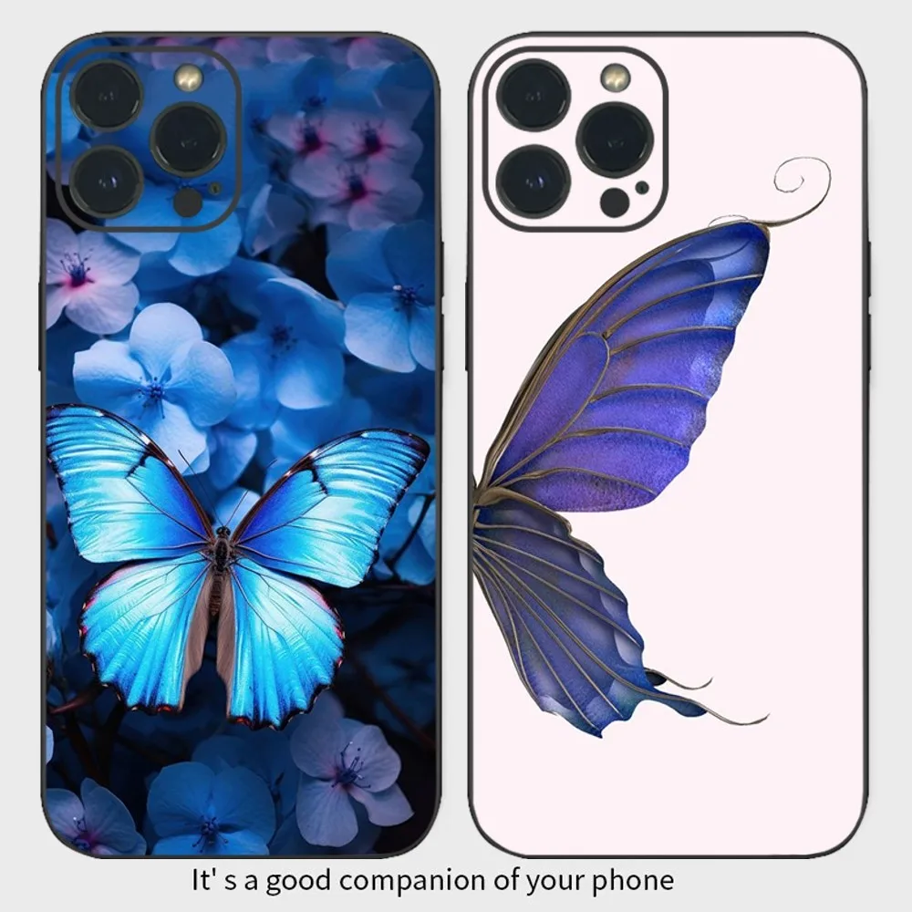 

Blue Butterfly Beautiful Phone Case For IPhone16 15 14 13 12 Mini 11 Pro XS Max X XR SE5 6 7 8 Plus Soft Silicone Cover