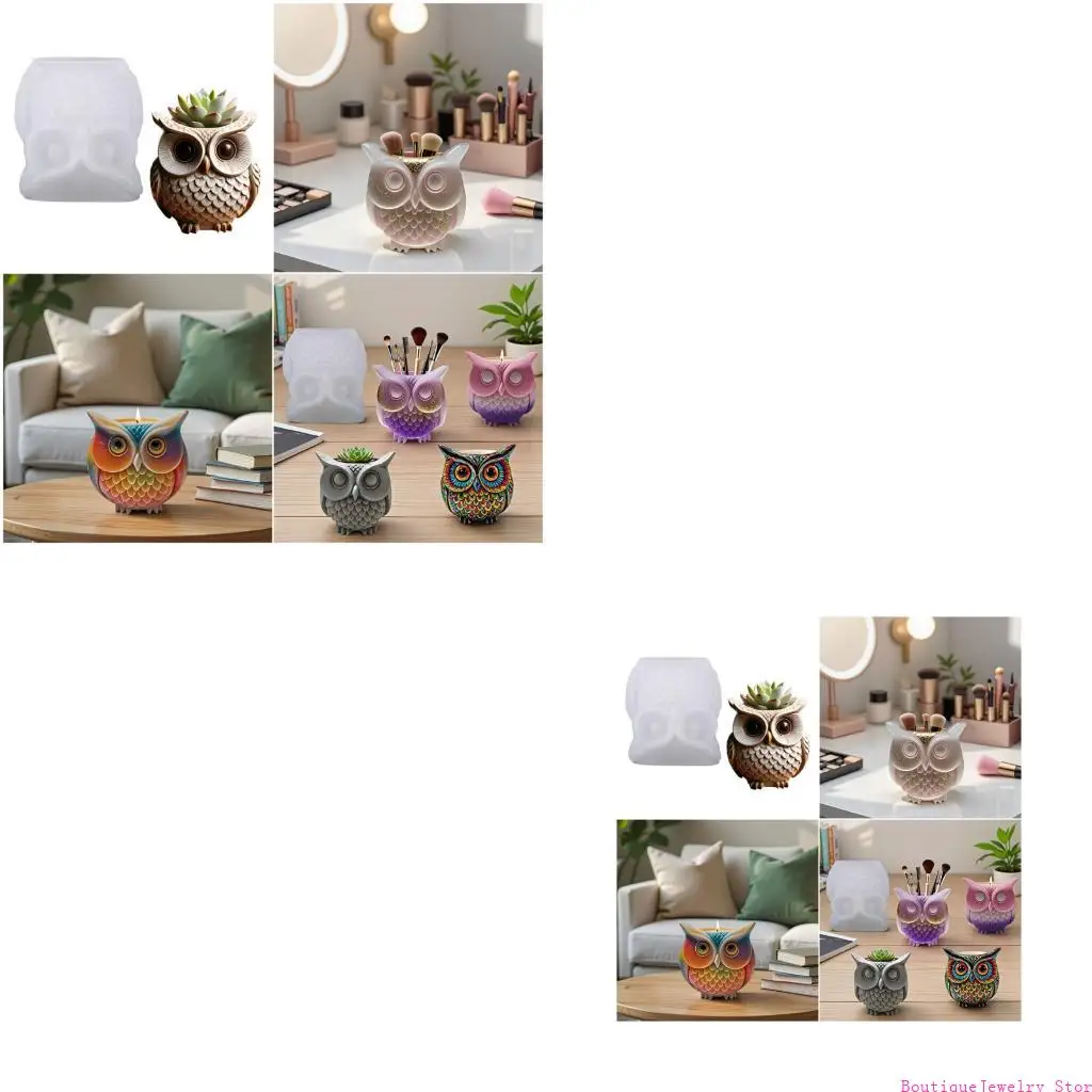 E1PE Detachable Owl Planter Silicone Mold Heat Resistant Material For Epoxy Crafts Jewelry Displays Gifts