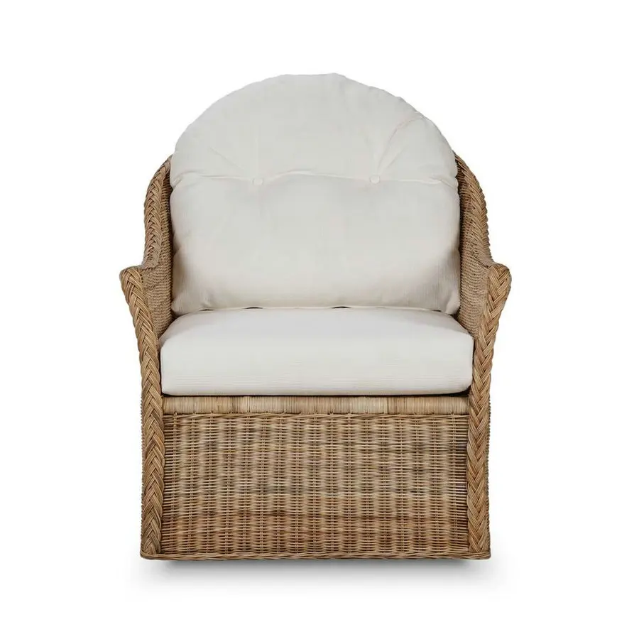 #Living Room Real Rattan Accent Chairs Wicker Cozy Relax Sofa Chair Reading Lounge Chair for Home Office Countryyard