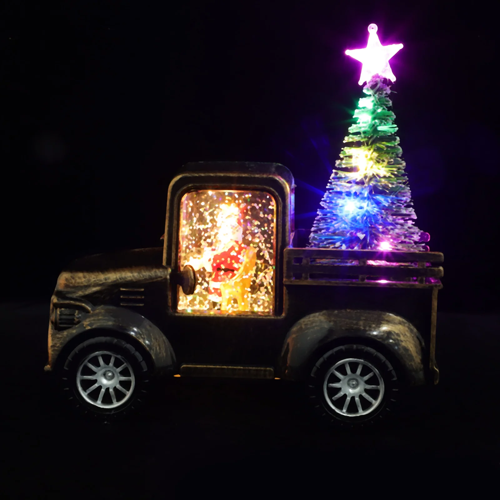 

Christmas Desktop Scene Mini Santa Claus Tractor Tree Operated Light Christmas Craft Decoration Mini Santa Claus