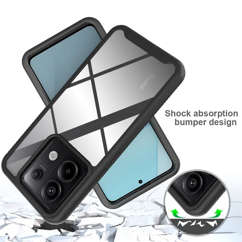 حافظة شفافة لهاتف Poco C65 2In1 غطاء خلفي من السيليكون الهجين PU لهاتف Xiaomi Poco X6 حافظة Mi Phone X6 X 6 C65 Funda Etui