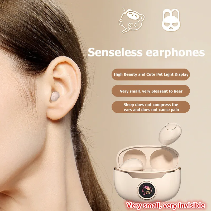 

New ultra-thin invisible sleep earbuds wireless Bluetooth earphones, in ear intelligent noise reduction mini compact headphones