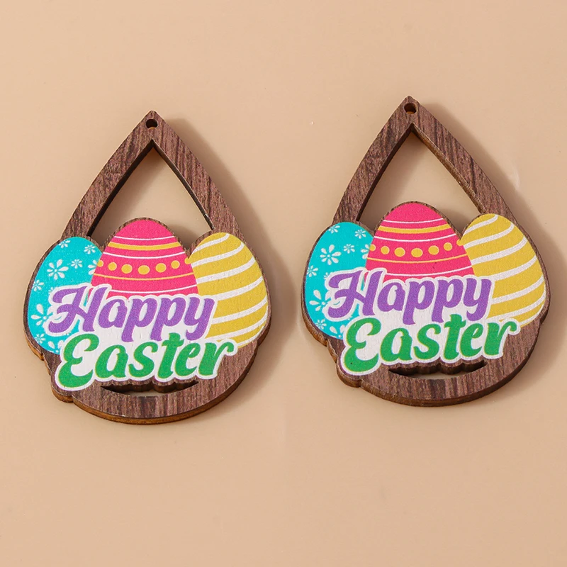 Leslie 10 Stück bunte Cartoon-Kaninchen-Osterei-Anhänger für die Schmuckherstellung, Frohe Ostern, Hasen-Anhänger, DIY-Halsketten, Ohrringe – Detail 12