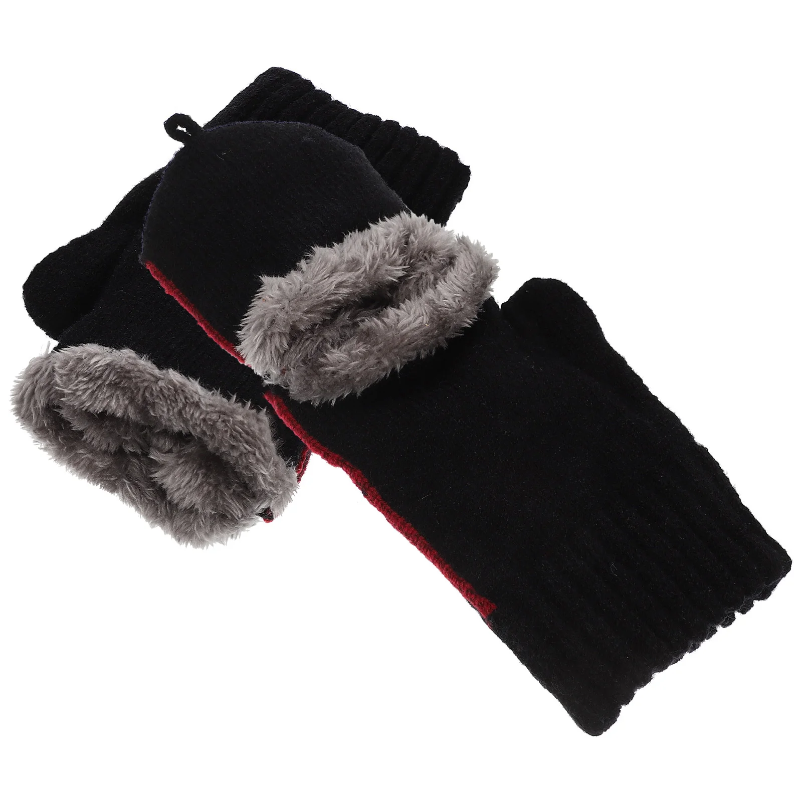 

1 Pair Anti-Cold Flipping Gloves Winter Fluff Windproof Warm Hand Cover Lovely Soft Skin-Friendly Cycling Gloves For Women