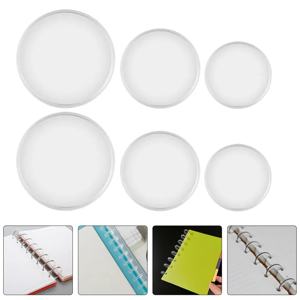 36Pcs Plastic Loose Leaf Rings 360 Degree Rotating Transparent Mushroom Buckles for Binders Notebooks Flashcards Memo Papers